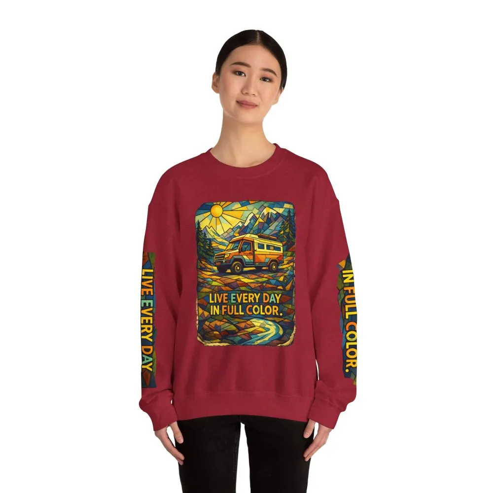 8258283057748332498_2048.jpeg Unisex Heavy Blend™ Crewneck Sweatshirt — "Live Every Day InFull Color" Design Cubic-Line
