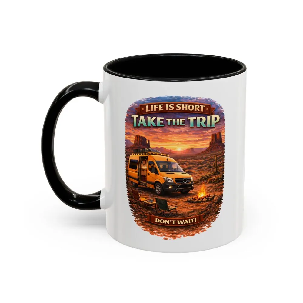 Accent Coffee Mug (11, 15oz) — "Live Is Short Take The Trip" Design Scenic-Line