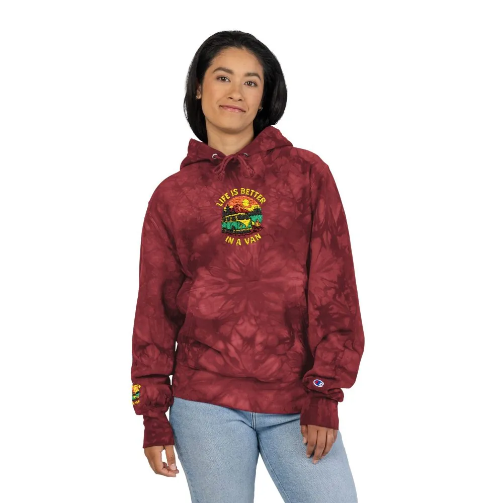 8267138292079994373_2048.jpeg Unisex Tie-Dye Embroidered Hoodie — 'Life Is Better With A Van' Graphic