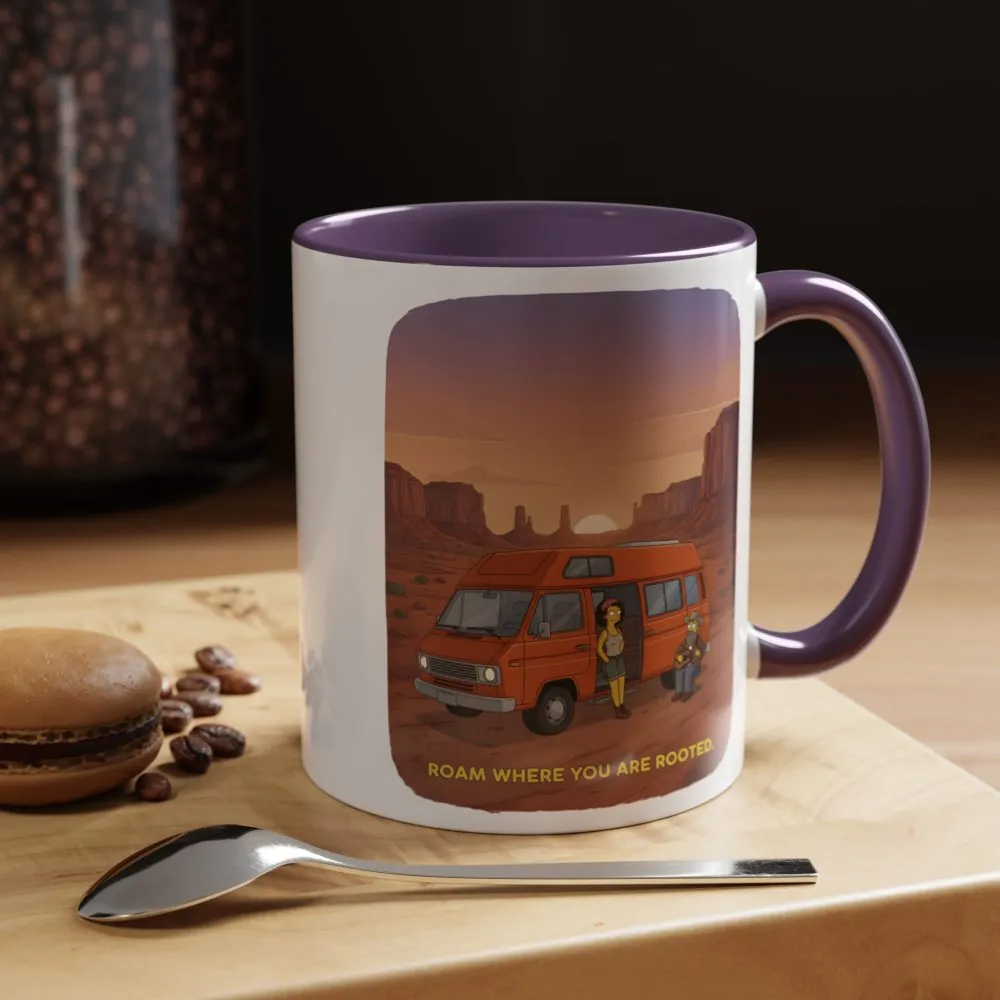 Accent Coffee Mug (11, 15oz) — "Roam Where You Are Rooted" Design Sitcom-Line