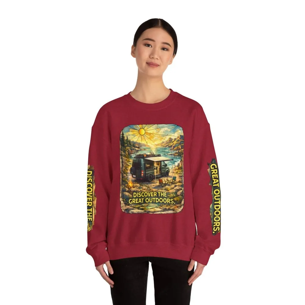 8277024765209042094_2048.jpeg Unisex Heavy Blend™ Crewneck Sweatshirt — "Discover The Great Outdoors" Design Cubic-Line