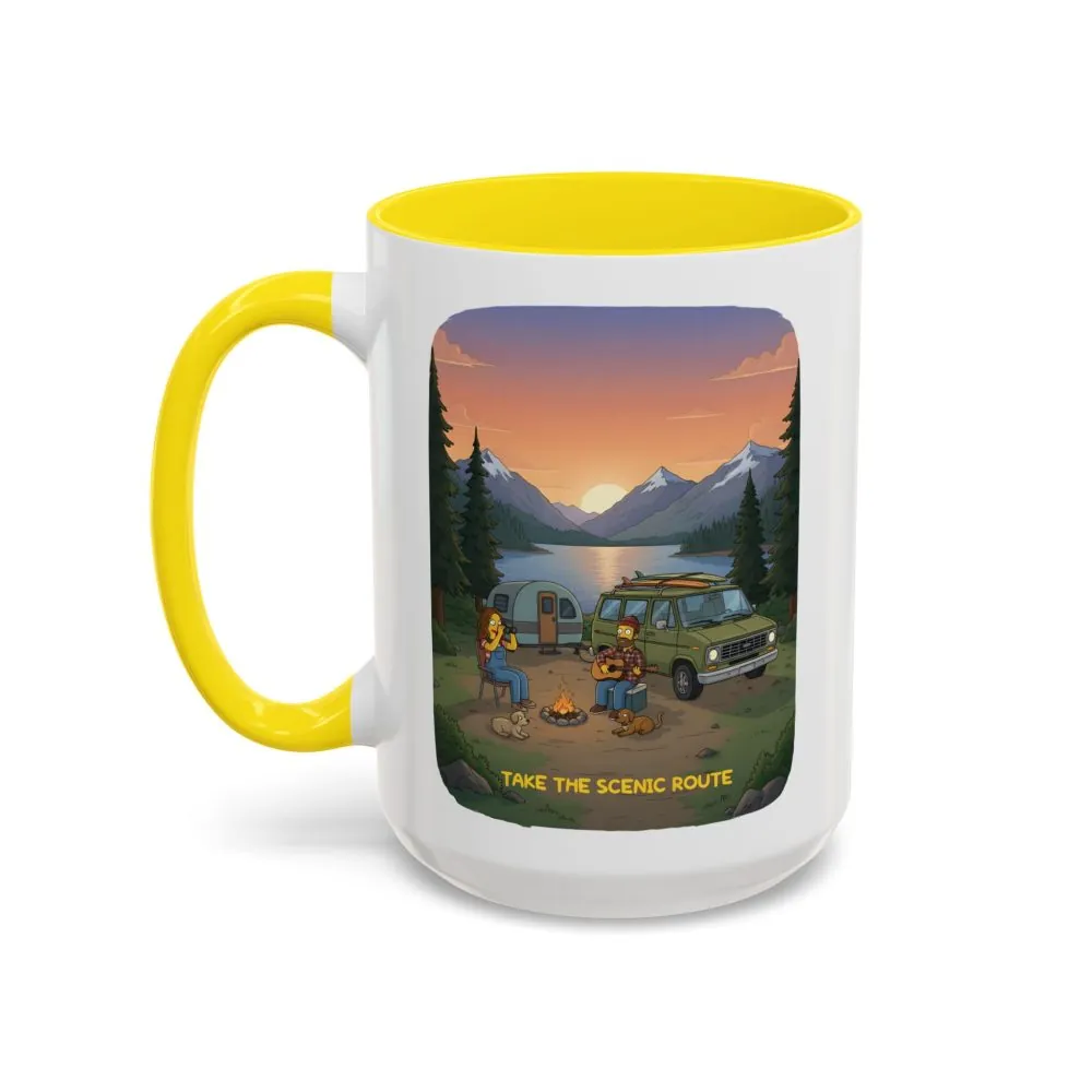 Accent Coffee Mug (11, 15oz) — "Take The Scenic Route" Design Sitcom-Line