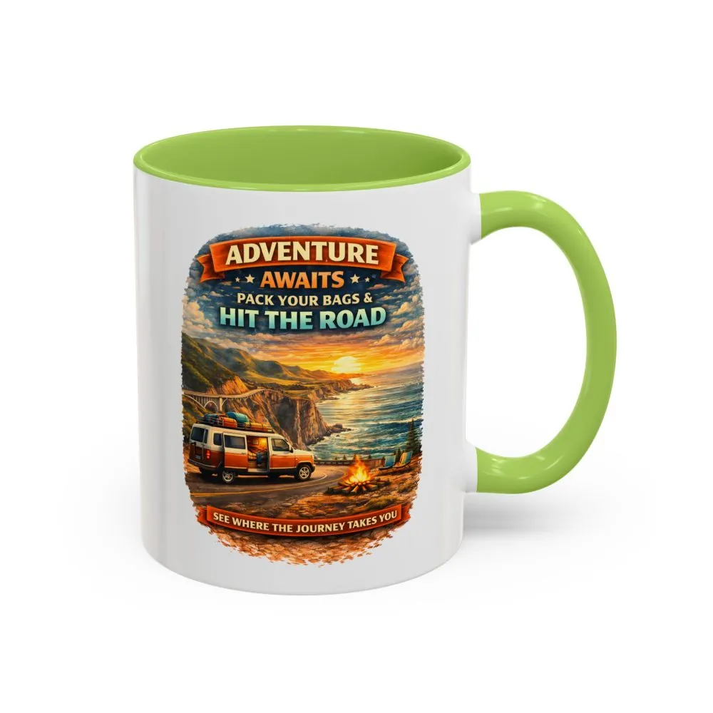 8283094304847801519_2048.jpeg Accent Coffee Mug (11, 15oz) — "Adventure Awaits-Pack Your Bags" Design Scenic-Line