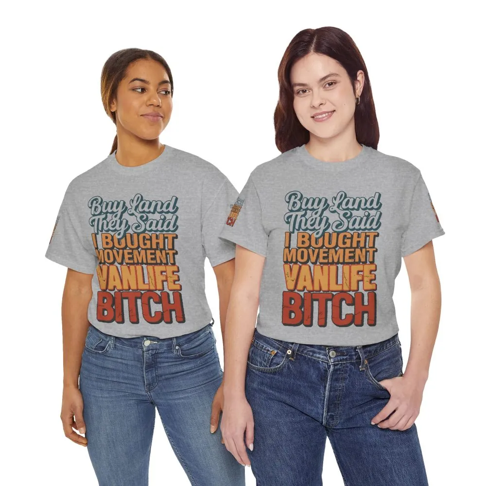 Unisex Heavy Cotton Tee — "Buy Land They Said" Design F**K-Line
