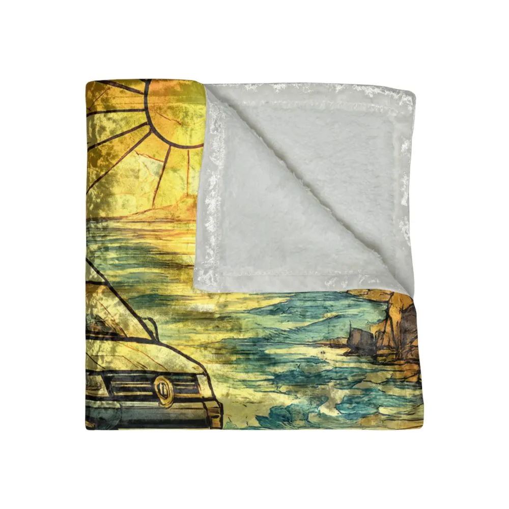 8292681136237865922_2048.jpeg Crushed Velvet Blanket —"Adventure Awaits" Design Cubic-Line (Campervan)