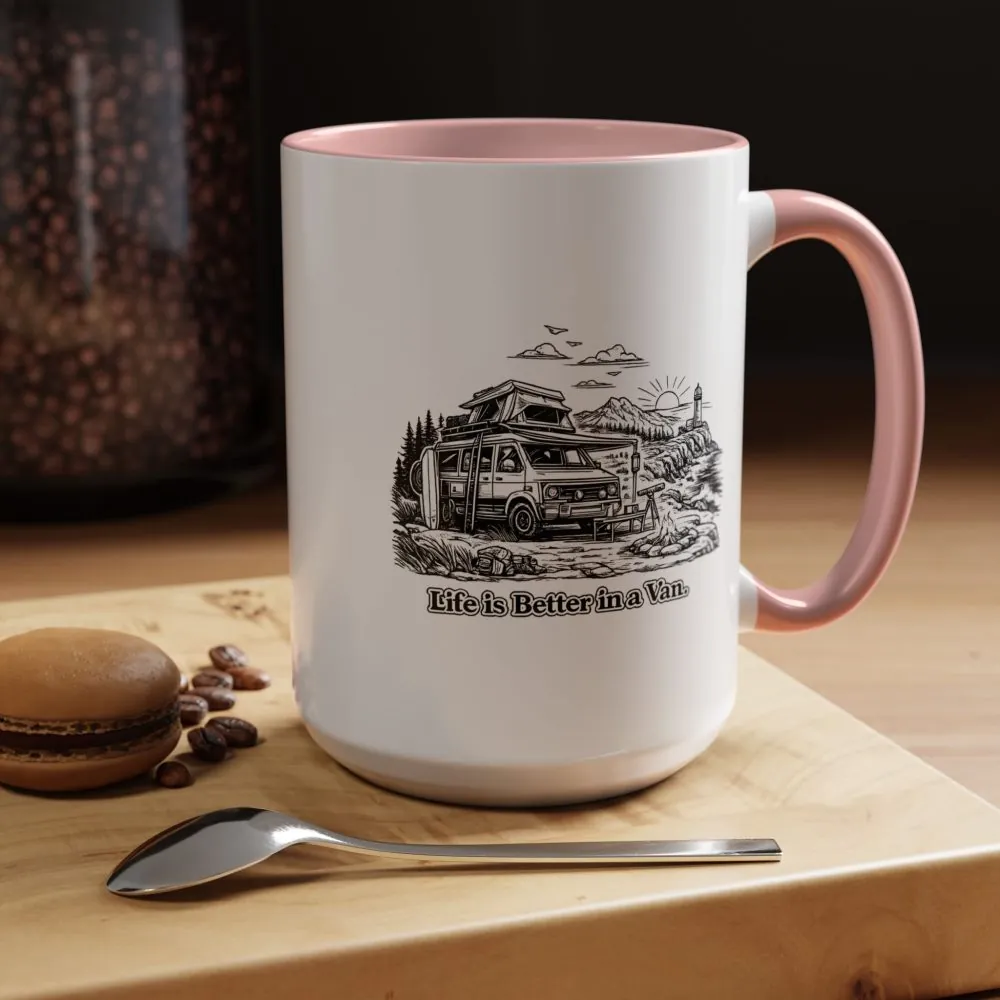 Accent Coffee Mug (11, 15oz) — "Life Is Better In A Van" Design Minimal-Line