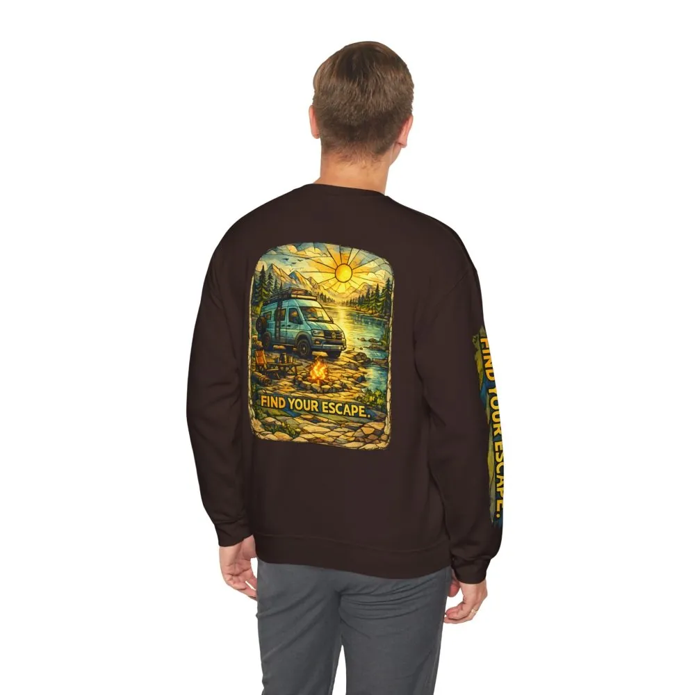 8300051193699214193_2048.jpeg Unisex Heavy Blend™ Crewneck Sweatshirt — "Find Your Escape" Design Cubic-Line