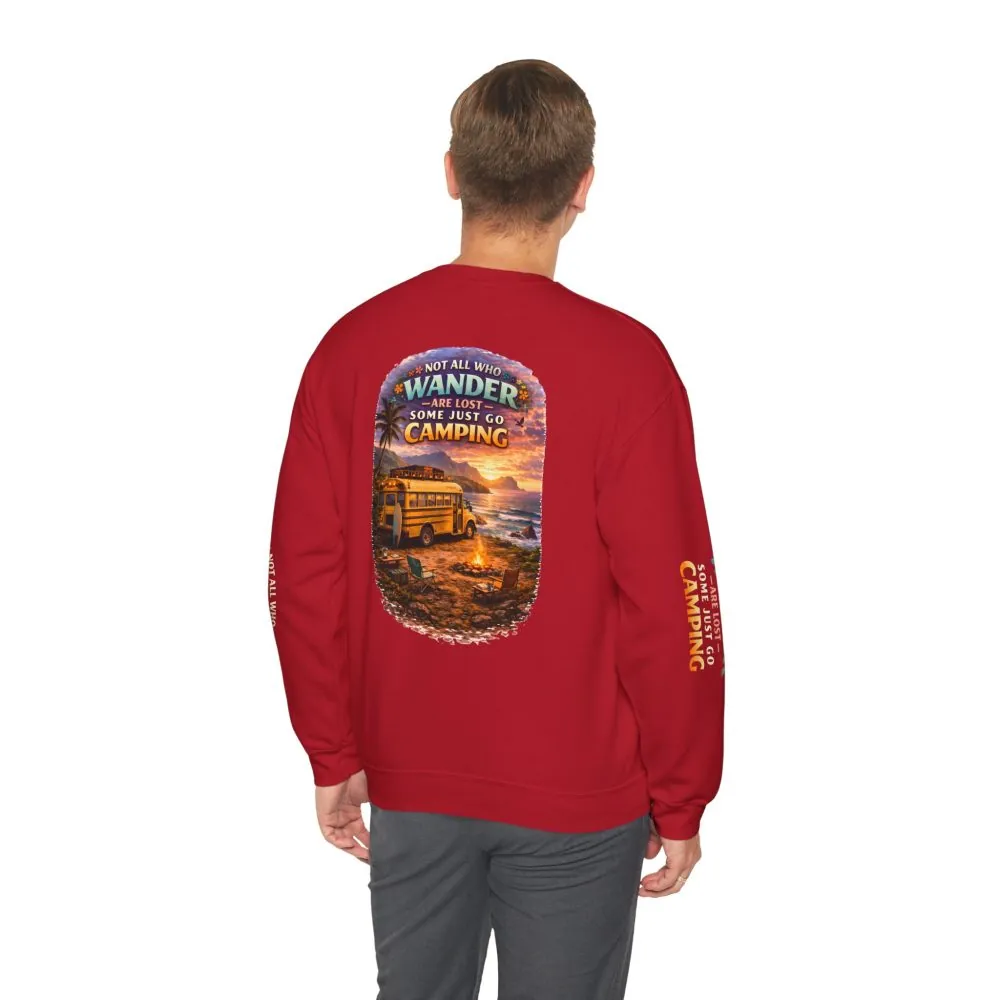 Unisex Heavy Blend™ Crewneck Sweatshirt — "Not All Who Wander Are Lost" Design Scenic-Line