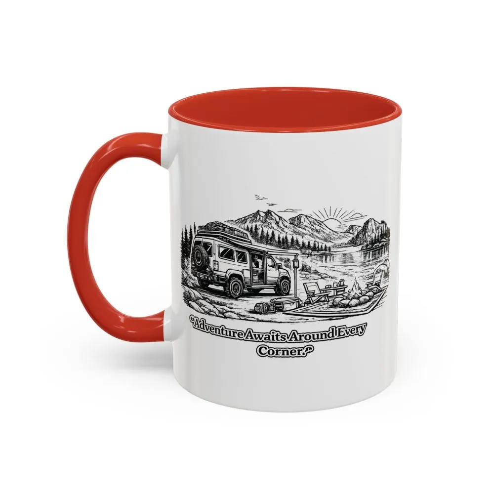831187793121988131_2048.jpeg Accent Coffee Mug (11, 15oz) — "Adventure Awaits Around Every Corner" Design Minimal-Line