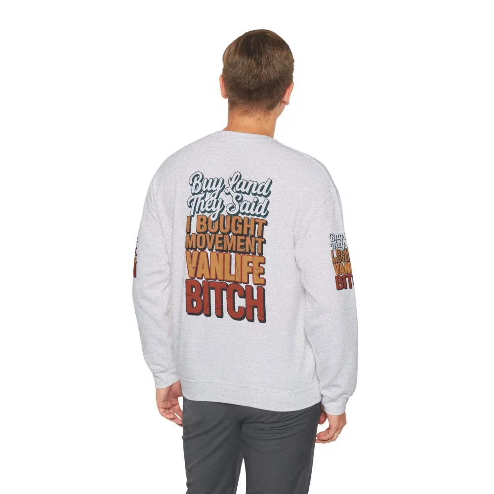 8316759513799572295_2048.jpeg Unisex Heavy Blend™ Crewneck Sweatshirt — "Buy Land They Said" Design F**K-Line