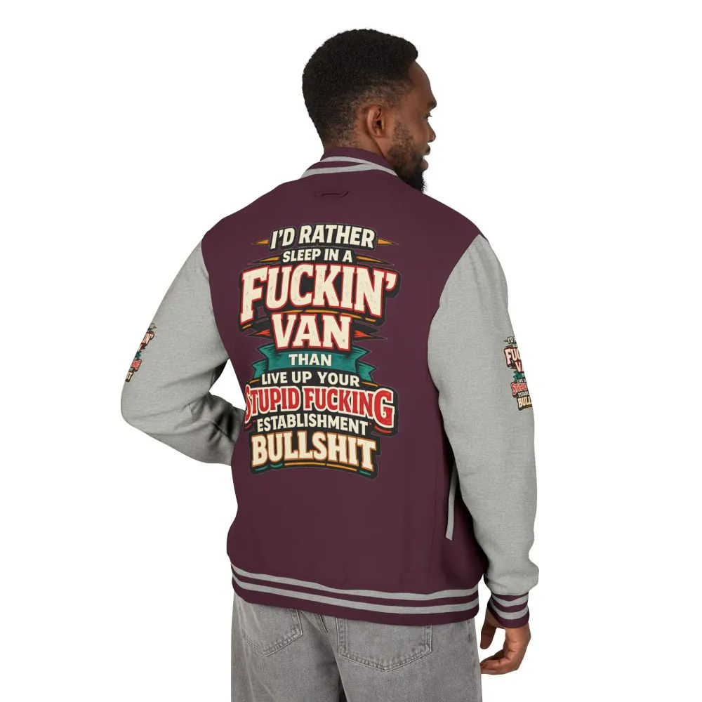 831954819373896250_2048.jpeg Unisex Heavyweight Letterman Jacket — "I´d Rather Sleep in A Fucking Van" Design F**K-Line