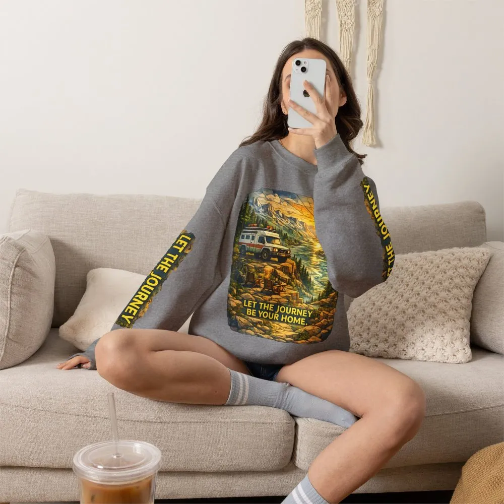 8326442970337936157_2048.jpeg Unisex Heavy Blend™ Crewneck Sweatshirt — "Let The Journey Be Your Home" Design Cubic-Line