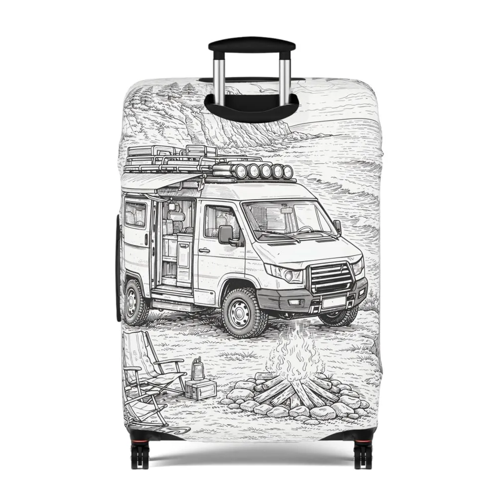 8353448580852755432_2048.jpeg Luggage Cover — Adventure Camper Sketch Travel Suitcase