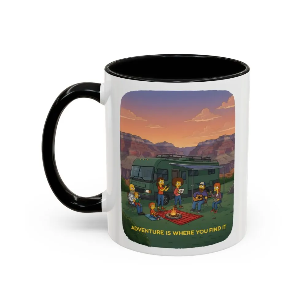 Accent Coffee Mug (11, 15oz) — "Adventure Is Where You Find It" Design Sitcom-Line