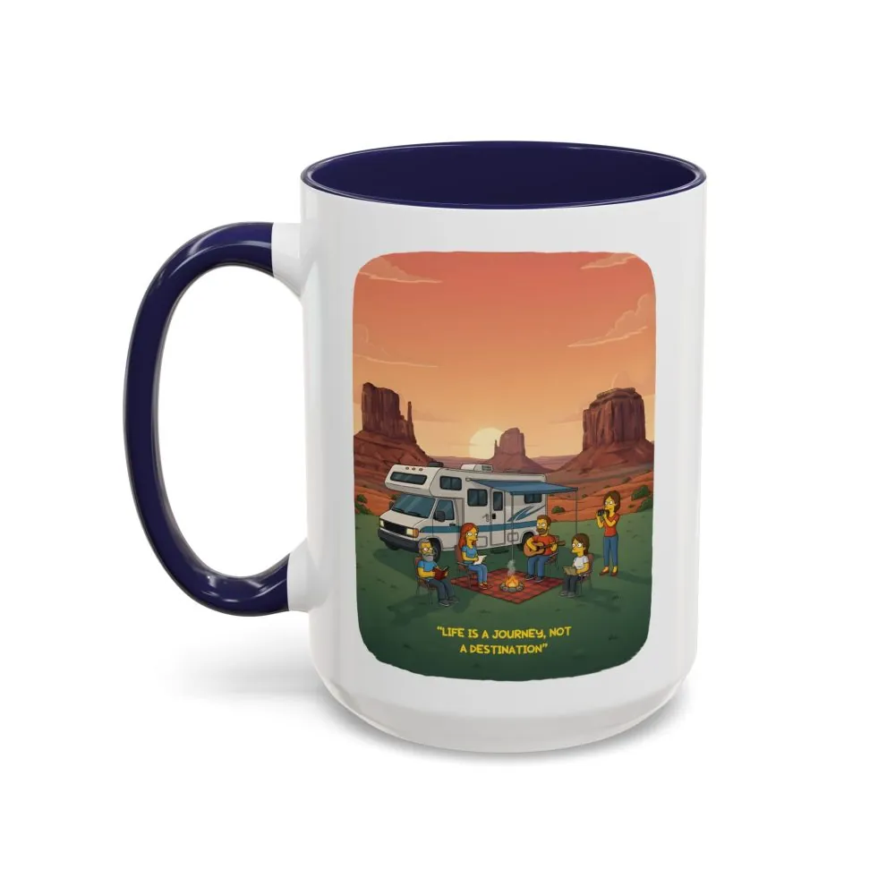 Accent Coffee Mug (11, 15oz) — "Life Is A Journey-Not A Destination" Design Sitcom-Line