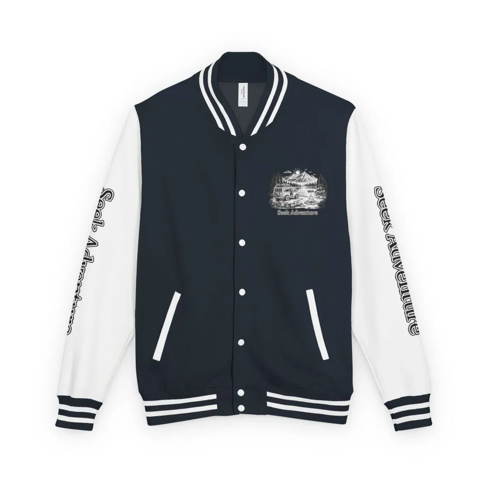 8392113579886841710_2048.jpeg Unisex Heavyweight Letterman Jacket — "Seek Adventure" Travel Varsity Coat