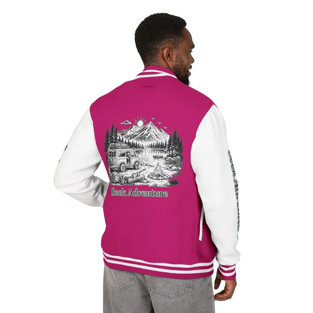 8392810503701645220_2048.jpeg Unisex Heavyweight Letterman Jacket — "Seek Adventure" Travel Varsity Coat