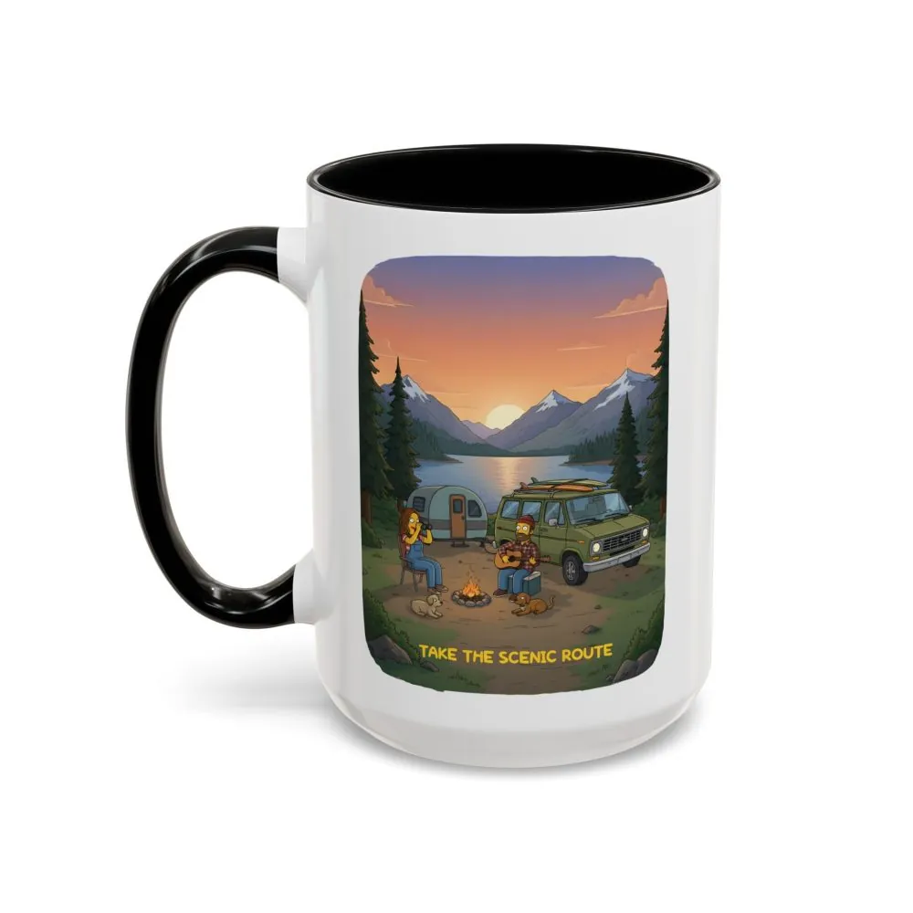Accent Coffee Mug (11, 15oz) — "Take The Scenic Route" Design Sitcom-Line