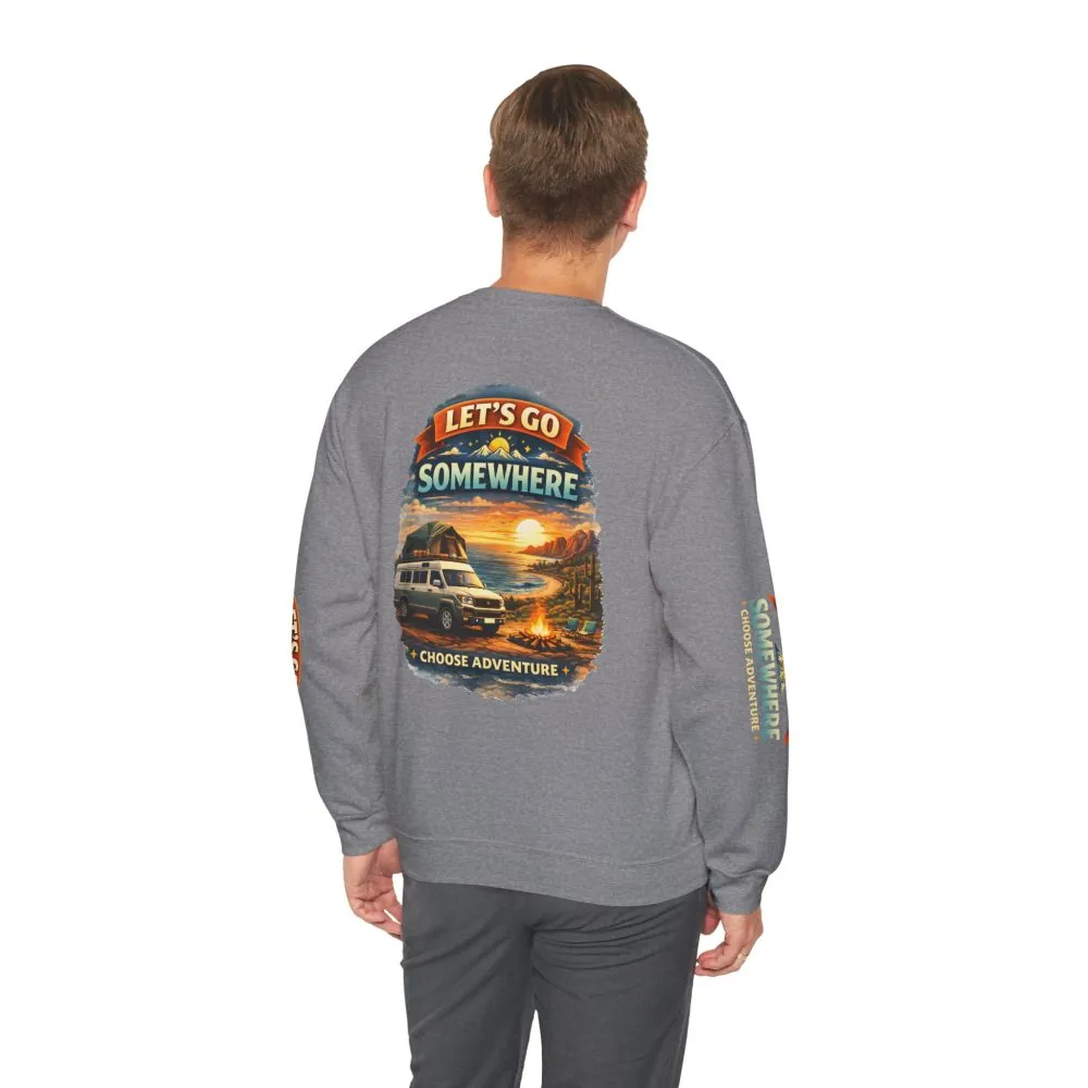 8420109741013731012_2048.jpeg Unisex Heavy Blend™ Crewneck Sweatshirt — "Lets Go Somewhere" Design Scenic-Line