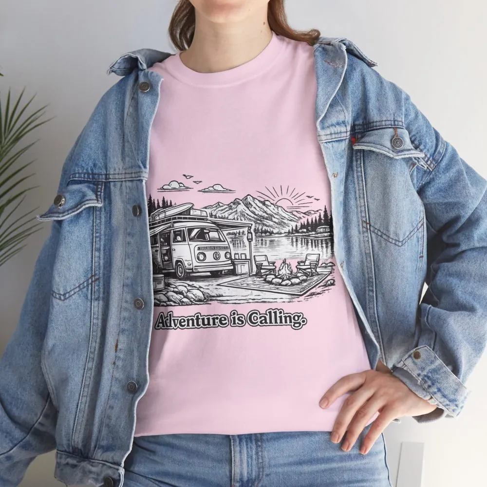 8447195335359812058_2048.jpeg Unisex Heavy Cotton Tee — "Adventure Is Calling" Design Minimal-Line