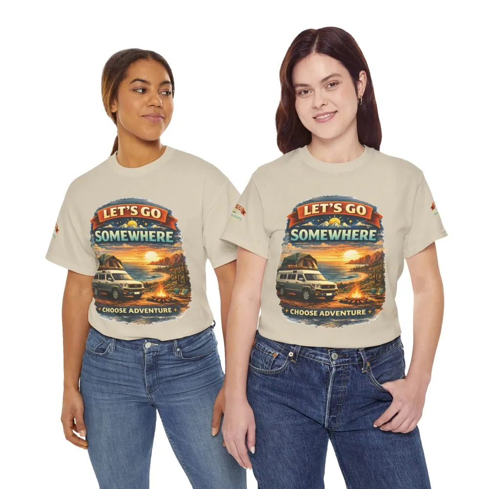 8453011457792160585_2048.jpeg Unisex Heavy Cotton Tee — "Lets Go Somewhere" Design Scenic-Line