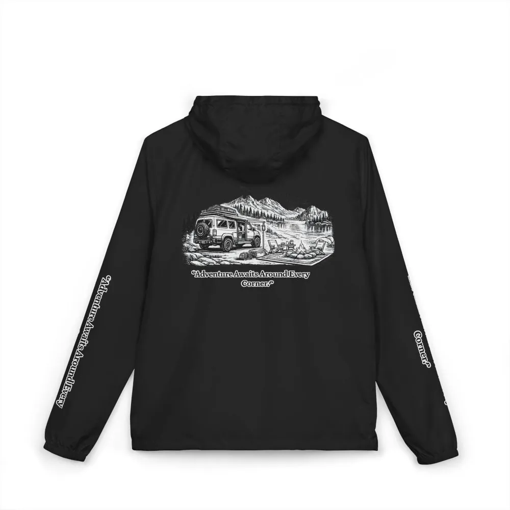 Unisex Full-Zip Windbreaker Jacket — "Adventure Awaits" (Design "Minimal-Line")
