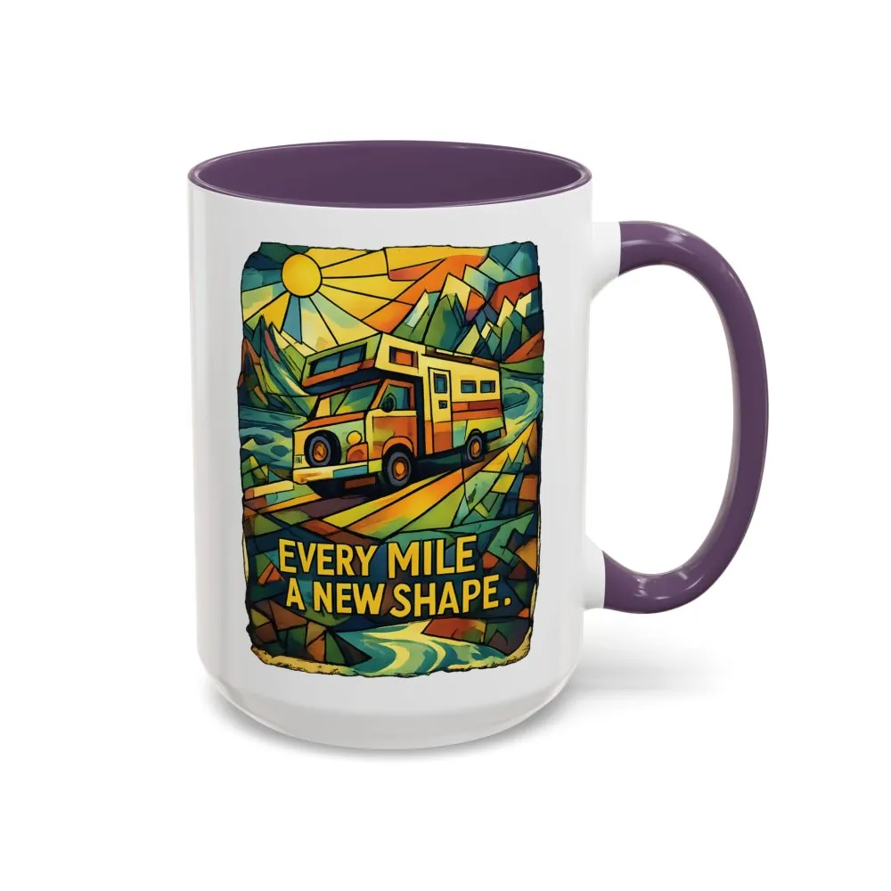 Accent Coffee Mug (11, 15oz) — "Every Mile A New Shape" Design Cubic-Line