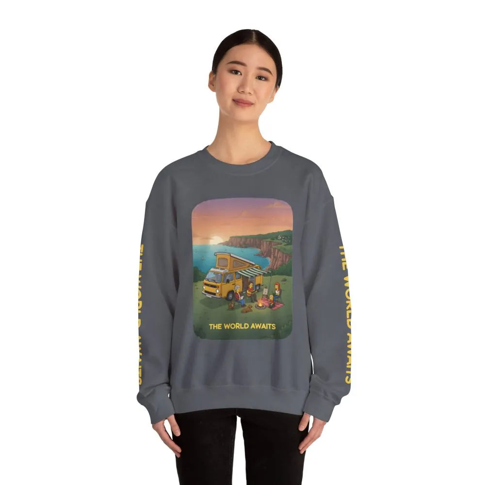 8464193766359952944_2048.jpeg Unisex Heavy Blend™ Crewneck Sweatshirt — "The World Awaits" Design Sitcom-Line