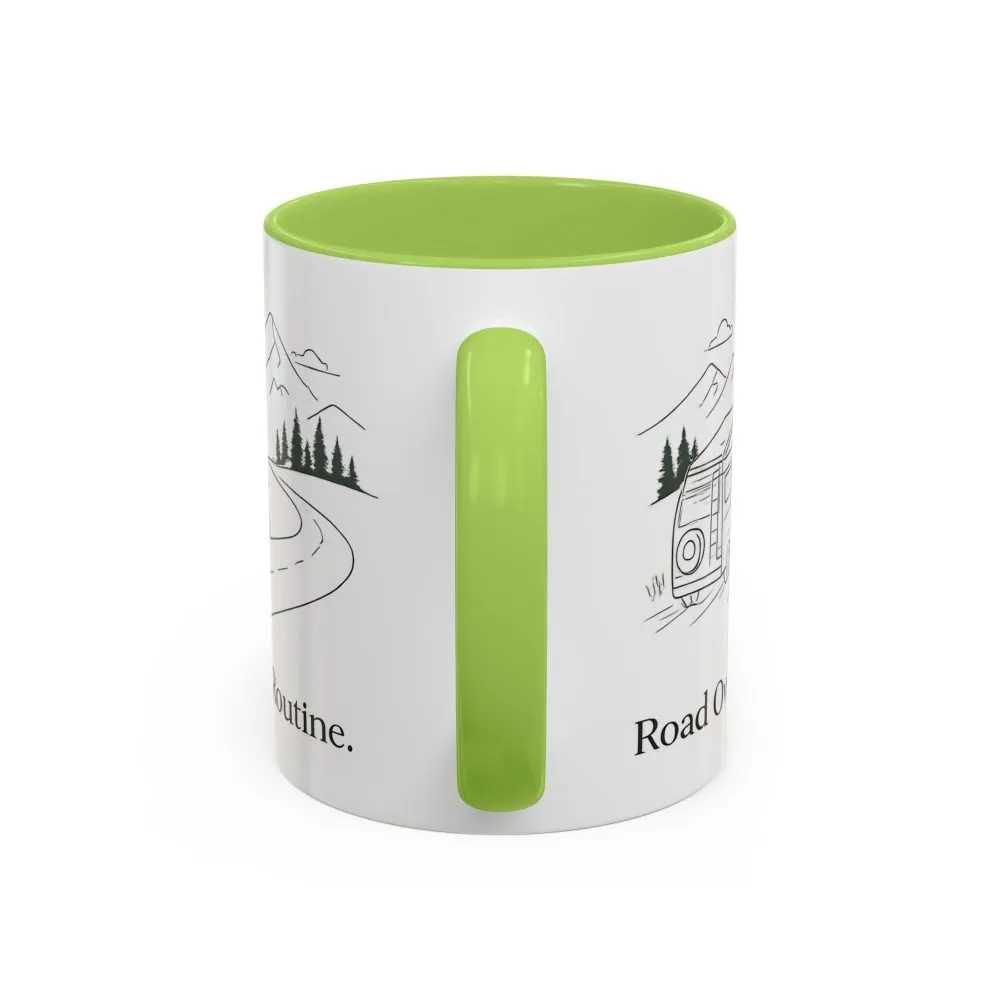 Accent Coffee Mug (11, 15oz) — "Road Over Routine" Design Minimal-Line
