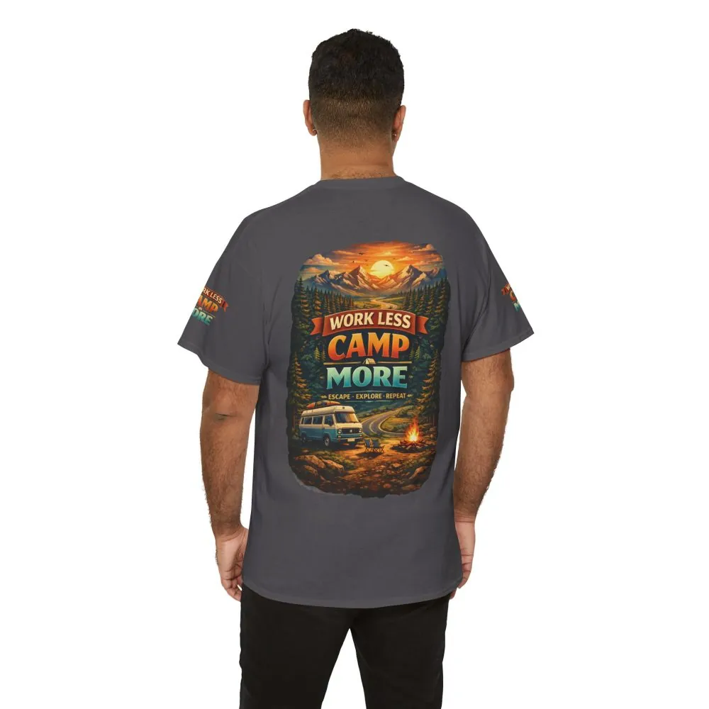 8482864440796988459_2048.jpeg Unisex Heavy Cotton Tee — "Work Less-Camp More" Design Scenic-Line