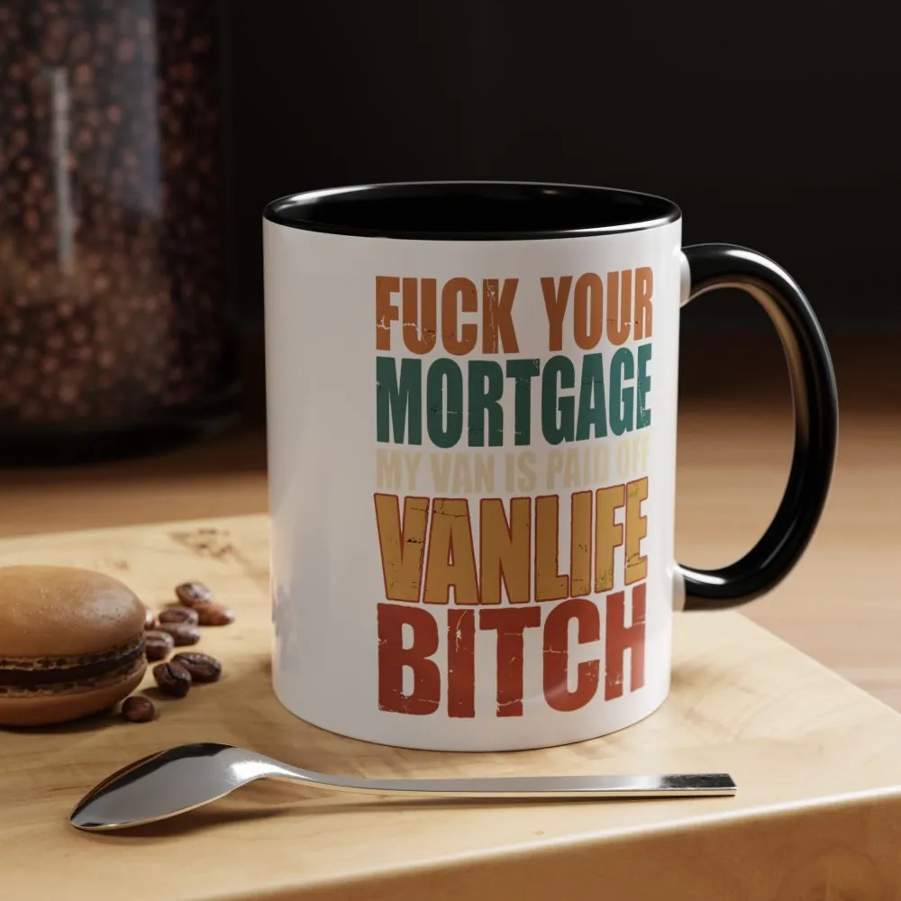 Accent Coffee Mug (11, 15oz) — "Fuck Your Mortgage" Design F**K-Line
