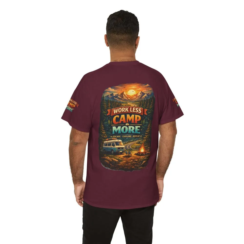 8490076838457448309_2048.jpeg Unisex Heavy Cotton Tee — "Work Less-Camp More" Design Scenic-Line