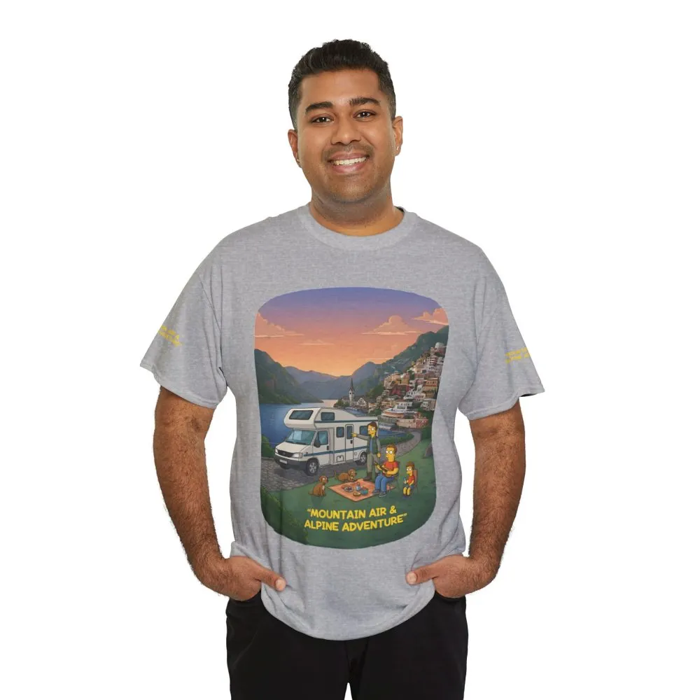 Unisex Heavy Cotton Tee — "Mountain Air-Alpine Adventure" Design Sitcom-Line
