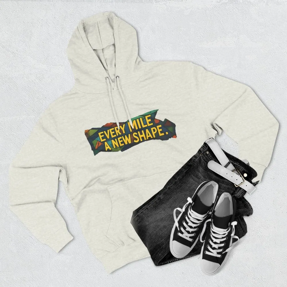 8496196036262936078_2048.jpeg Three-Panel Fleece Hoodie - "Every Mile A New Shape" Design Cubic-Line