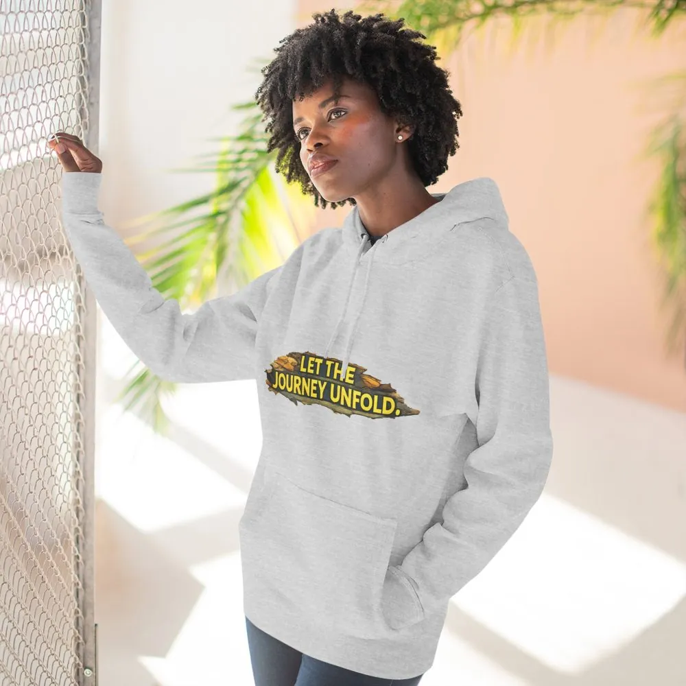 Three-Panel Fleece Hoodie - "Let The Journey Unfold" Design Cubic-Line