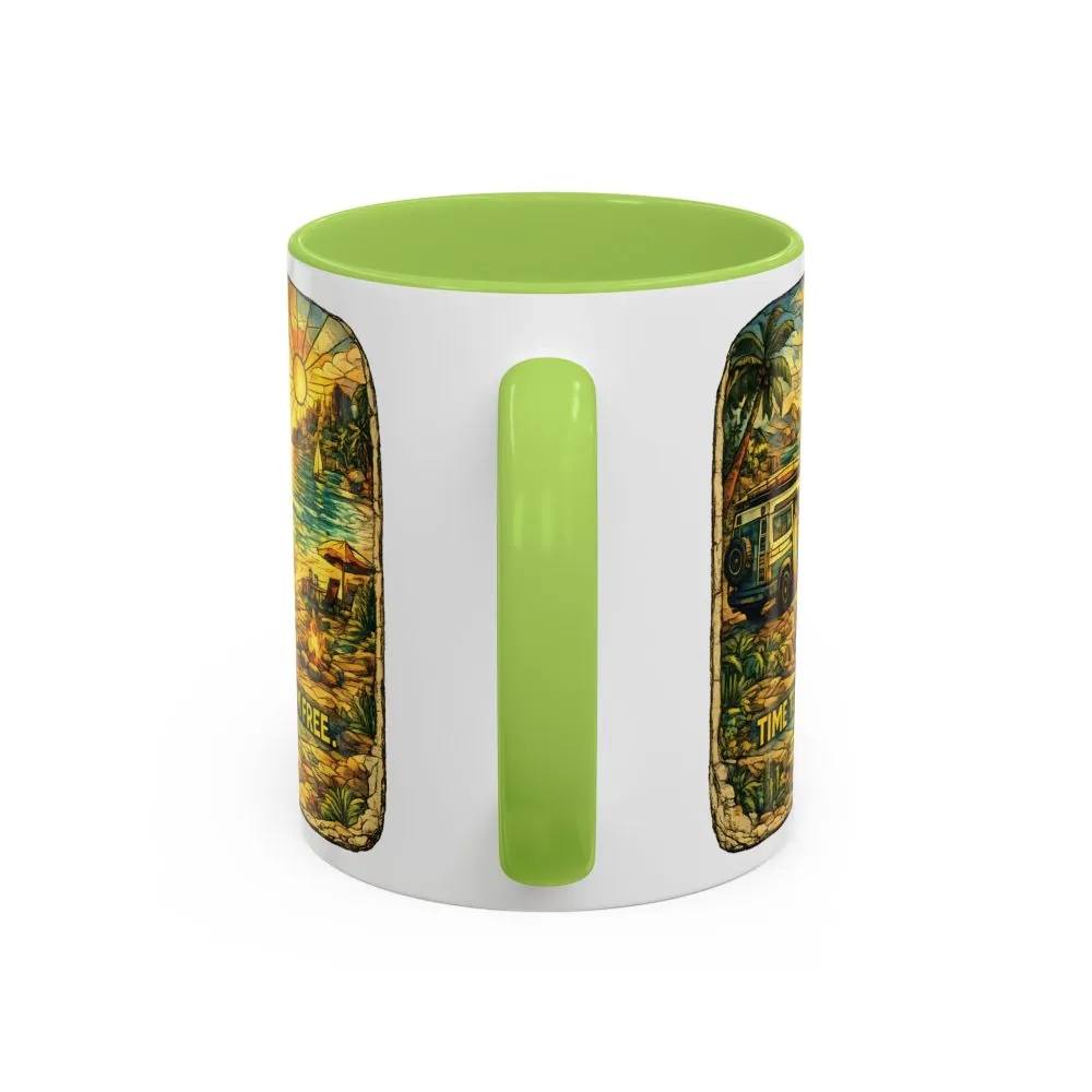 Accent Coffee Mug (11, 15oz) — "Time To Roam Free" Design Cubic-Line