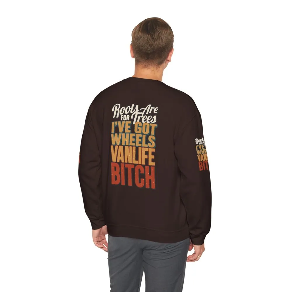 Unisex Heavy Blend™ Crewneck Sweatshirt — "Roots Are For Trees" Design F**K-Line