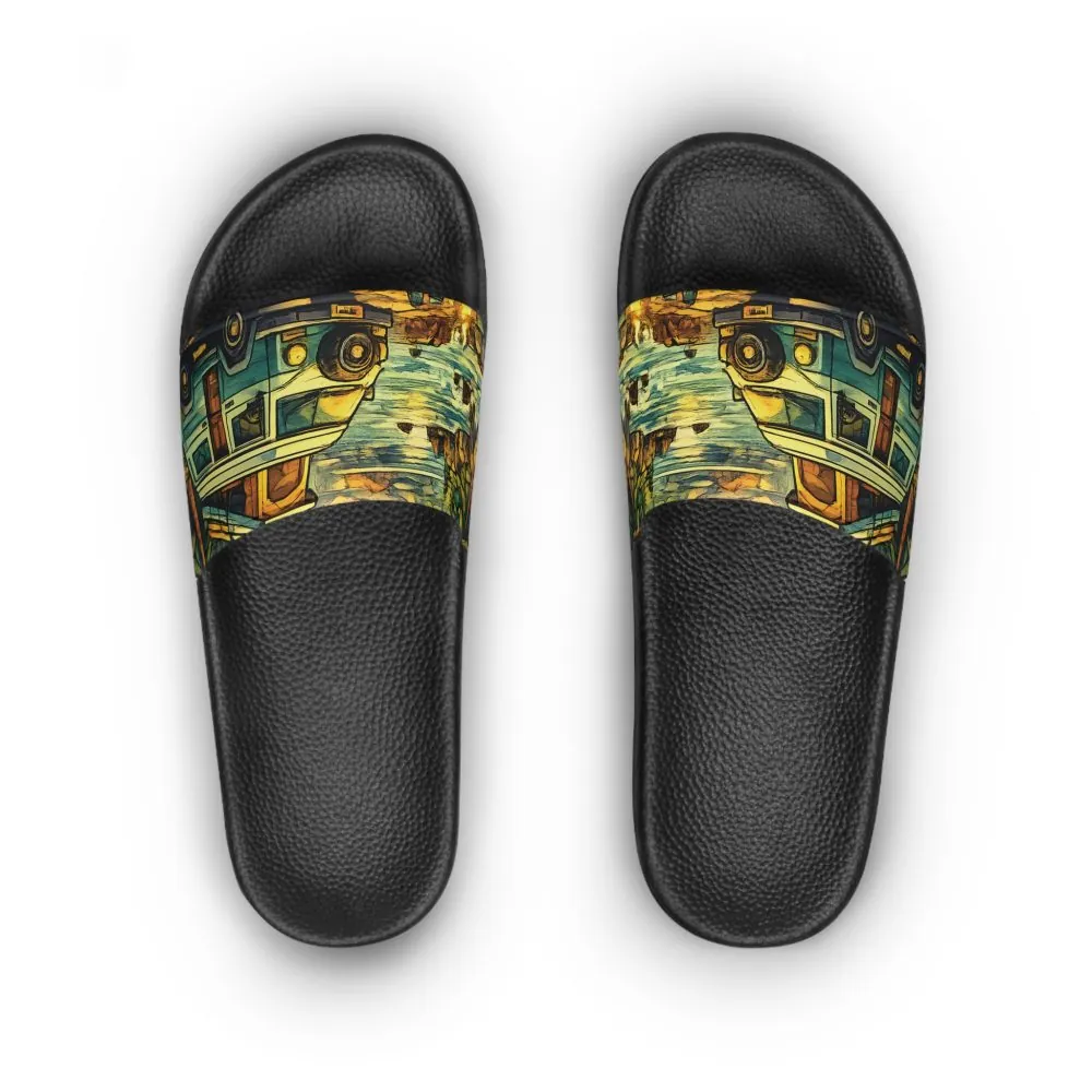 Women's Slide Sandals - Retro VW Camper Slides (Cubic-Line)