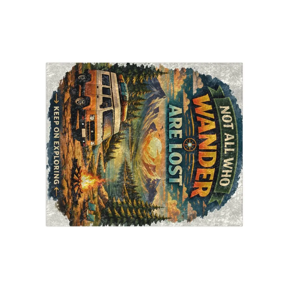 8527111318101882008_2048.jpeg Crushed Velvet Blanket —"Not All Who Wander Are Lost" Design Scenic-Line (Campervan)