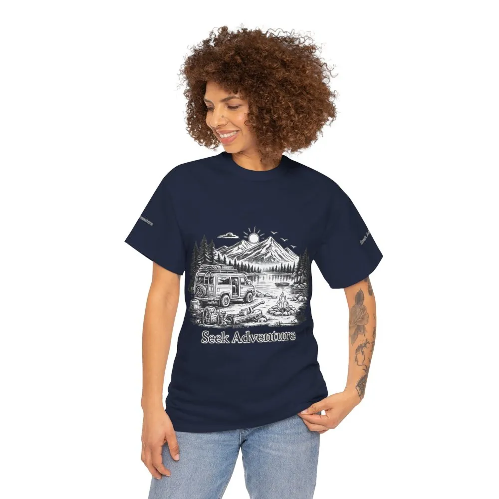 8536404043709292340_2048.jpeg Unisex Heavy Cotton Tee — "Seek Adventure" Design Minimal-Line