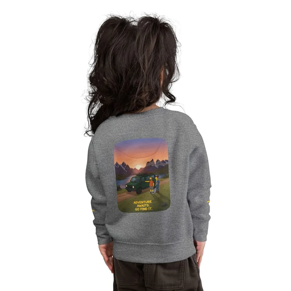 8540577328951878210_2048.jpeg Toddler Sweatshirt - "Adventure Awaits-Go Find It" (Design Sitcom-Line)