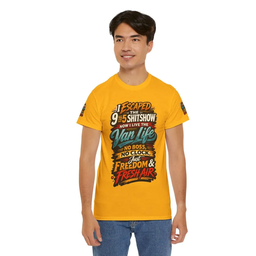 Unisex Heavy Cotton Tee — "I Escaped The 9 To 5" Design F**K-Line