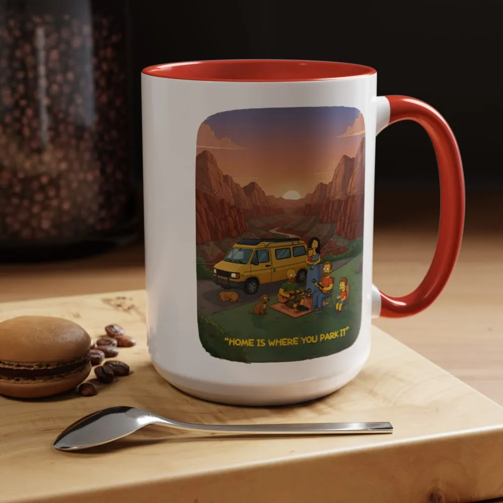 Accent Coffee Mug (11, 15oz) — "Home Is Where You Park It" Design Sitcom-Line