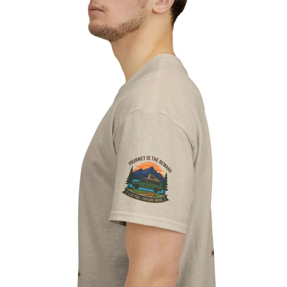 8586008439243484158_2048.jpeg Unisex Heavy Cotton Tee — "Journey Is The Reward Tee" Adventure Camper Van Graphic T-Shirt