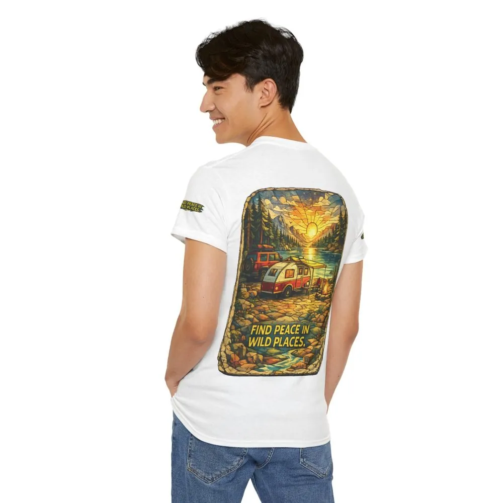 8596115179347445770_2048.jpeg Unisex Heavy Cotton Tee — "Find Peace In Wild Places" Design Cubic-Line