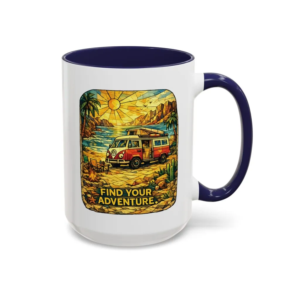 8596685461246688430_2048.jpeg Accent Coffee Mug (11, 15oz) — ""Find Your Adventure"" Design Cubic-Line