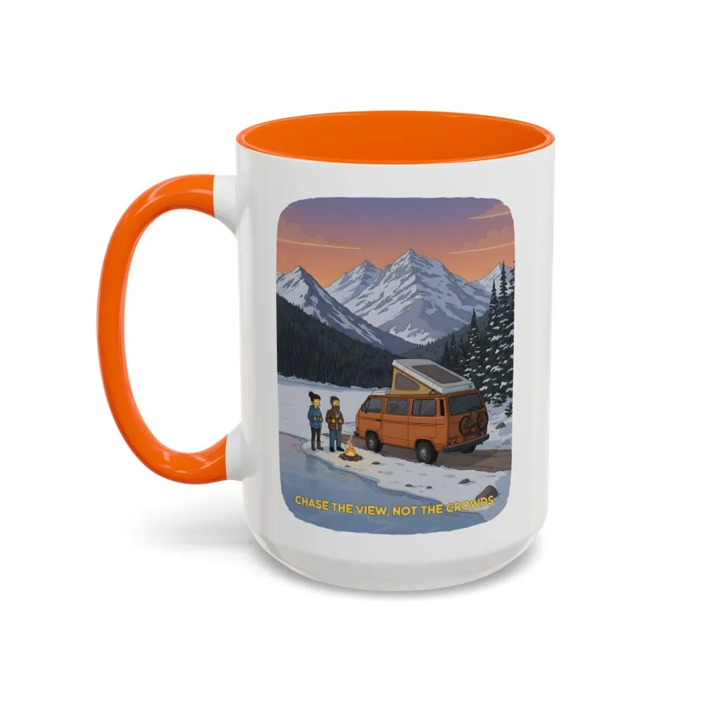 Accent Coffee Mug (11, 15oz) — "Chase The Views-Not The Crowds"" Design Sitcom-Line