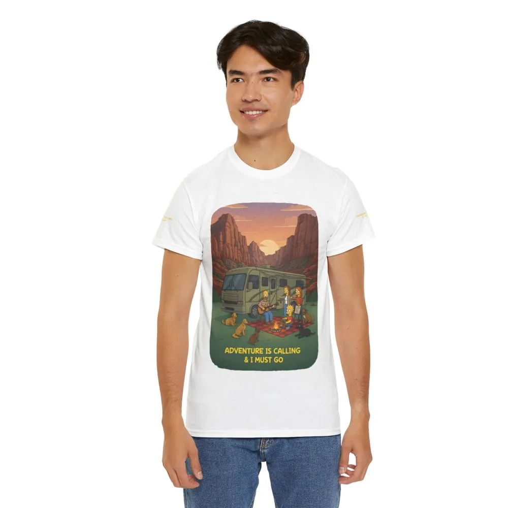 8604294993156729607_2048.jpeg Unisex Heavy Cotton Tee — "Adventure Is Calling-I Must Go" Design Sitcom-Line