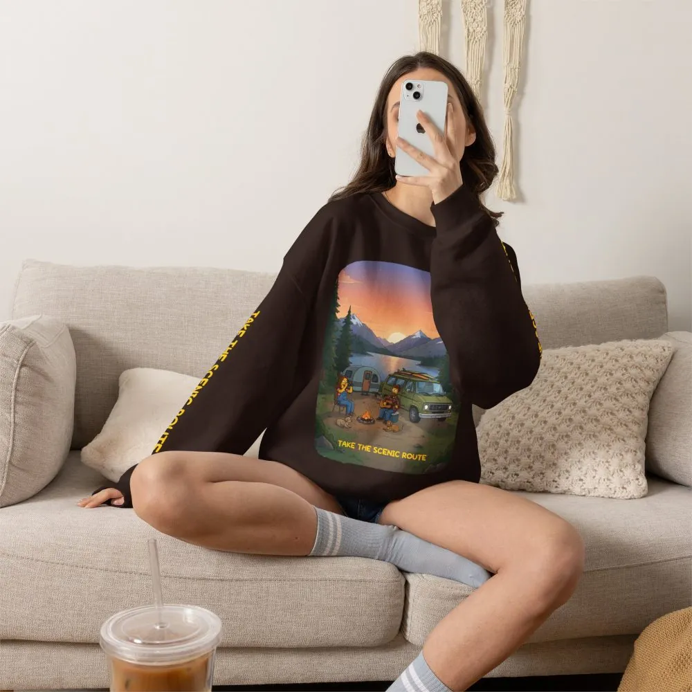 Unisex Heavy Blend™ Crewneck Sweatshirt — "Take The Scenic Route" Design Sitcom-Line