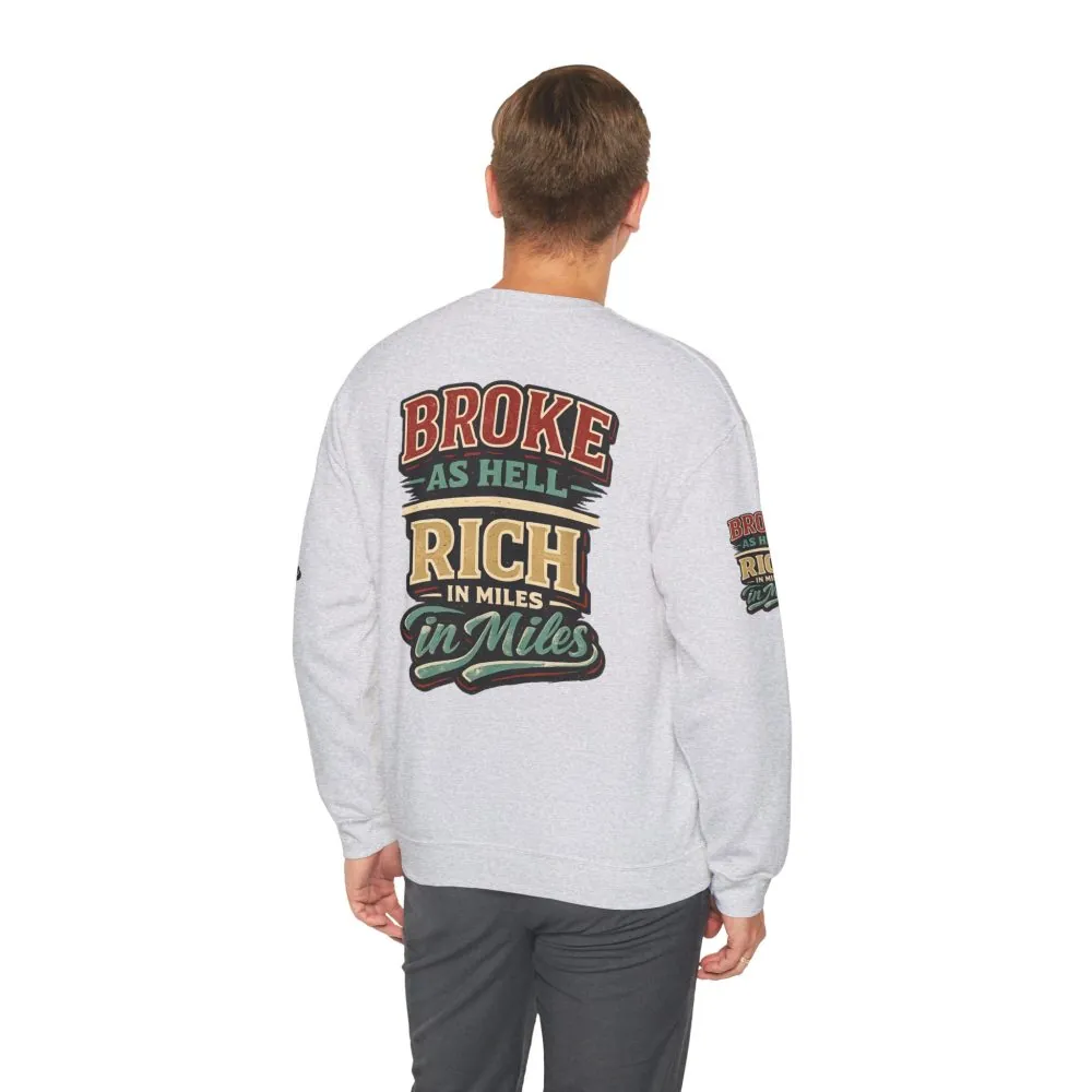 Unisex Heavy Blend™ Crewneck Sweatshirt — "Broke As Hell" Design F**K-Line